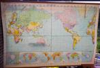 Vintage Schoolkaart wereldkaart map Wolters Noordhoff 1978, Ophalen of Verzenden, Aardrijkskunde