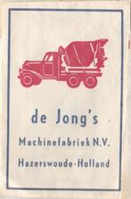 de Jong Machinefabriek Hazerswoude - cementwagen cementauto, Verzamelen, Suikerzakjes, Ophalen of Verzenden