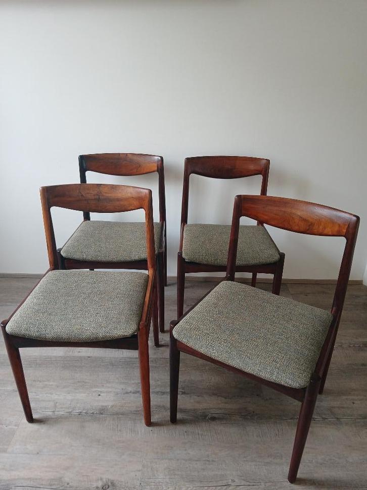 Set van 4 vintage stoelen, Huis en Inrichting, Stoelen, Gebruikt, Vier, Bruin, Ophalen