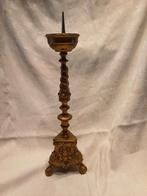 Antieke koperen Kandelaar met gedetailleerd design 39 cm, Ophalen of Verzenden, Koper of Brons