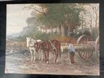 Willem G.F.Janssen WGF George Frederik aquarel boer paarden, Antiek en Kunst, Verzenden