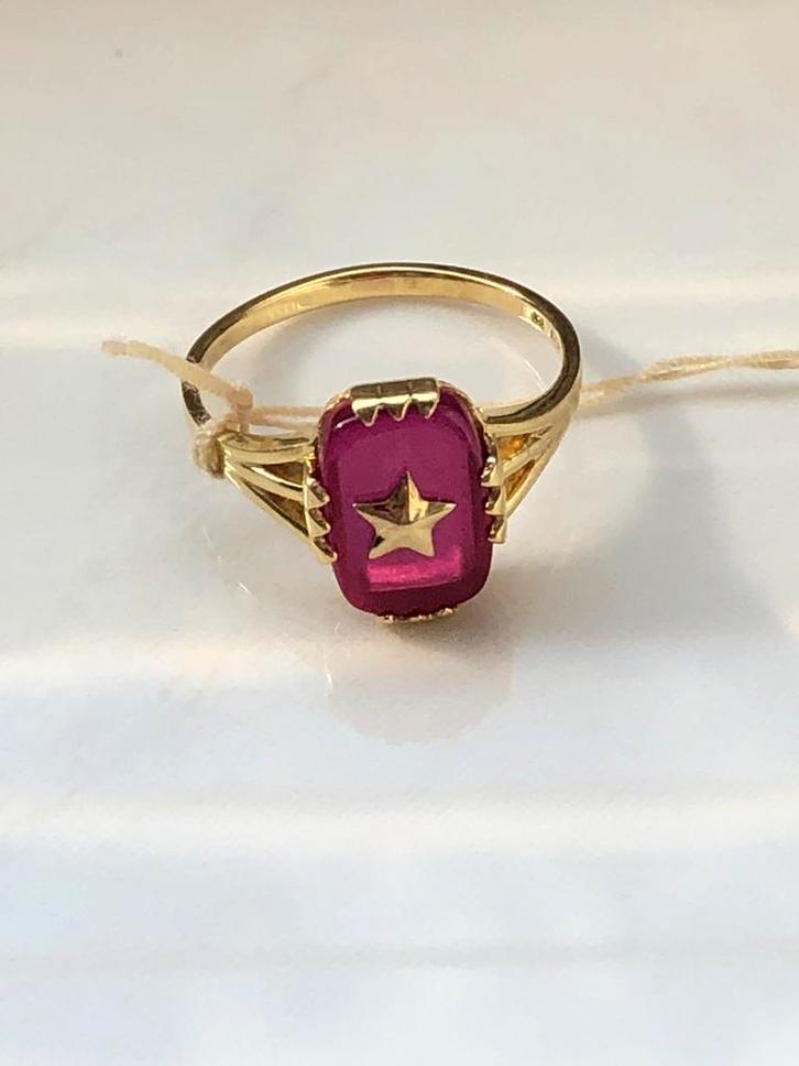 Anna + Nina • Starshine Magenta Ring - maat 18, Sieraden, Tassen en Uiterlijk, Ringen, Nieuw, Dame, 17 tot 18, Goud, Zilver, Ophalen