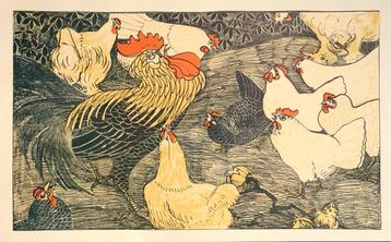 Theo van Hoytema (1863-1917) Kleurenlithografie ‘Haan met ki beschikbaar voor biedingen