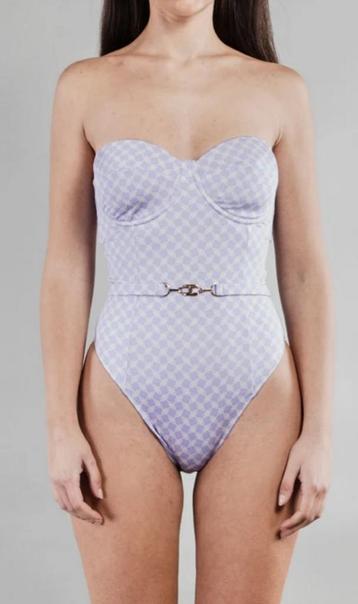 ELISABETTA FRANCHI Lila logo print badpak Maat IT 42 - EU 36 beschikbaar voor biedingen