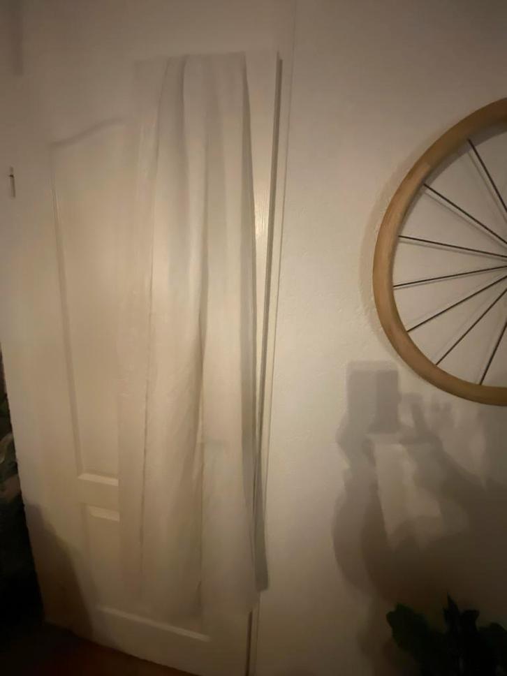 4x Vitrage met gouden nerf en zware bies, Huis en Inrichting, Stoffering | Gordijnen en Lamellen, Zo goed als nieuw, 150 tot 200 cm