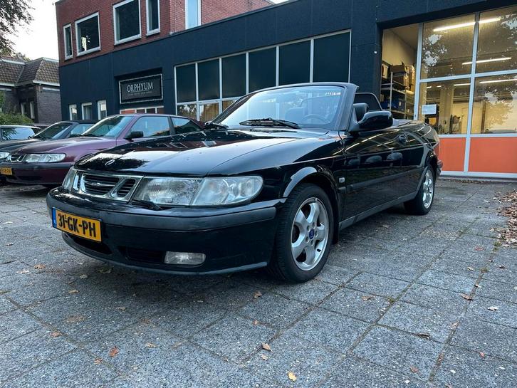 Saab 9-3 2.0 Turbo Cabrio 2001 Zwart, nieuwe kap!, Auto's, Saab, Bedrijf, ABS, Airbags, Airconditioning, Alarm, Boordcomputer