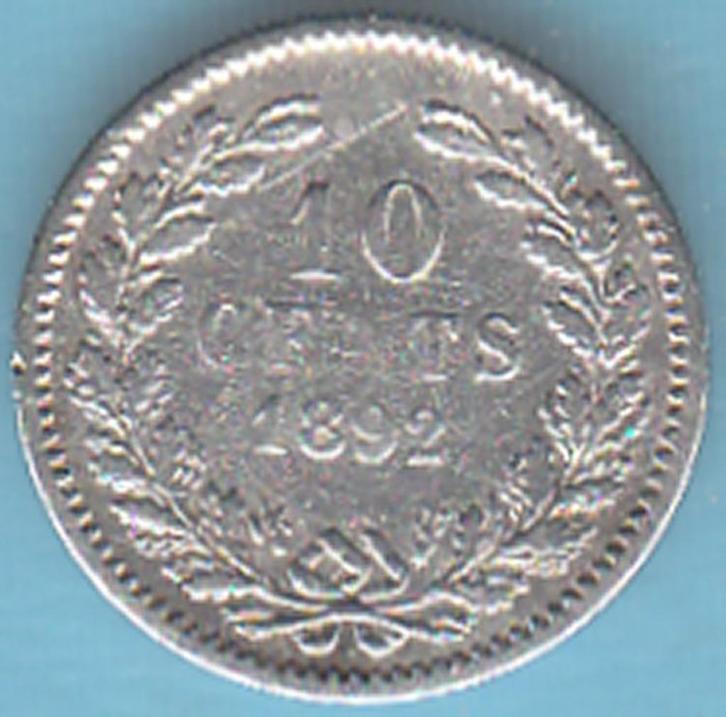 Nederland 10 cent 1892 Wilhelmina zilver in munthouder, Postzegels en Munten, Munten | Nederland, Losse munt, 10 cent, Koningin Wilhelmina
