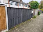 10 meter Antraciet houten schutting in goede staat, Ophalen, 1 tot 2 meter, 6 meter of meer, Zo goed als nieuw