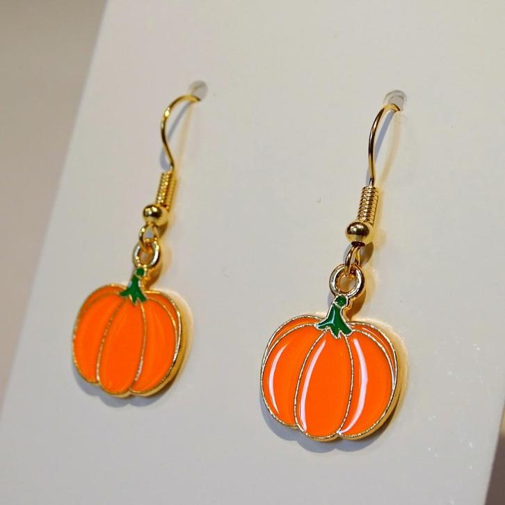 Pompoen oorbellen, Sieraden, Tassen en Uiterlijk, Oorbellen, Nieuw, Hangers, Overige materialen, Oranje, Verzenden