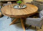 Tafel Ø140 - teak met houten poot, nieuw, Beek, Livingfurn, Huis en Inrichting, Tafels | Eettafels, Ophalen, Nieuw, Vijf personen of meer
