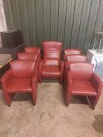 6 rood leren Jori merk eetkamer stoelen relax fauteuil, Huis en Inrichting, Ophalen, Gebruikt, Leer, Vijf, Zes of meer stoelen