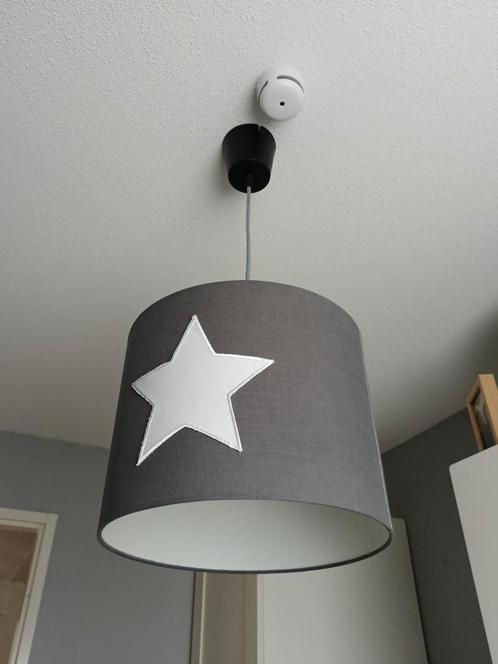 hanglamp, wandlamp, gordijnen, Huis en Inrichting, Lampen | Lampenkappen, Gebruikt, Rond, Grijs, Ophalen