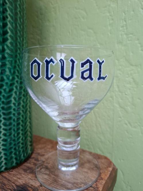 Bierglas Orval met opschrift in emaille, Verzamelen, Biermerken, Zo goed als nieuw, Glas of Glazen, Overige merken, Ophalen of Verzenden