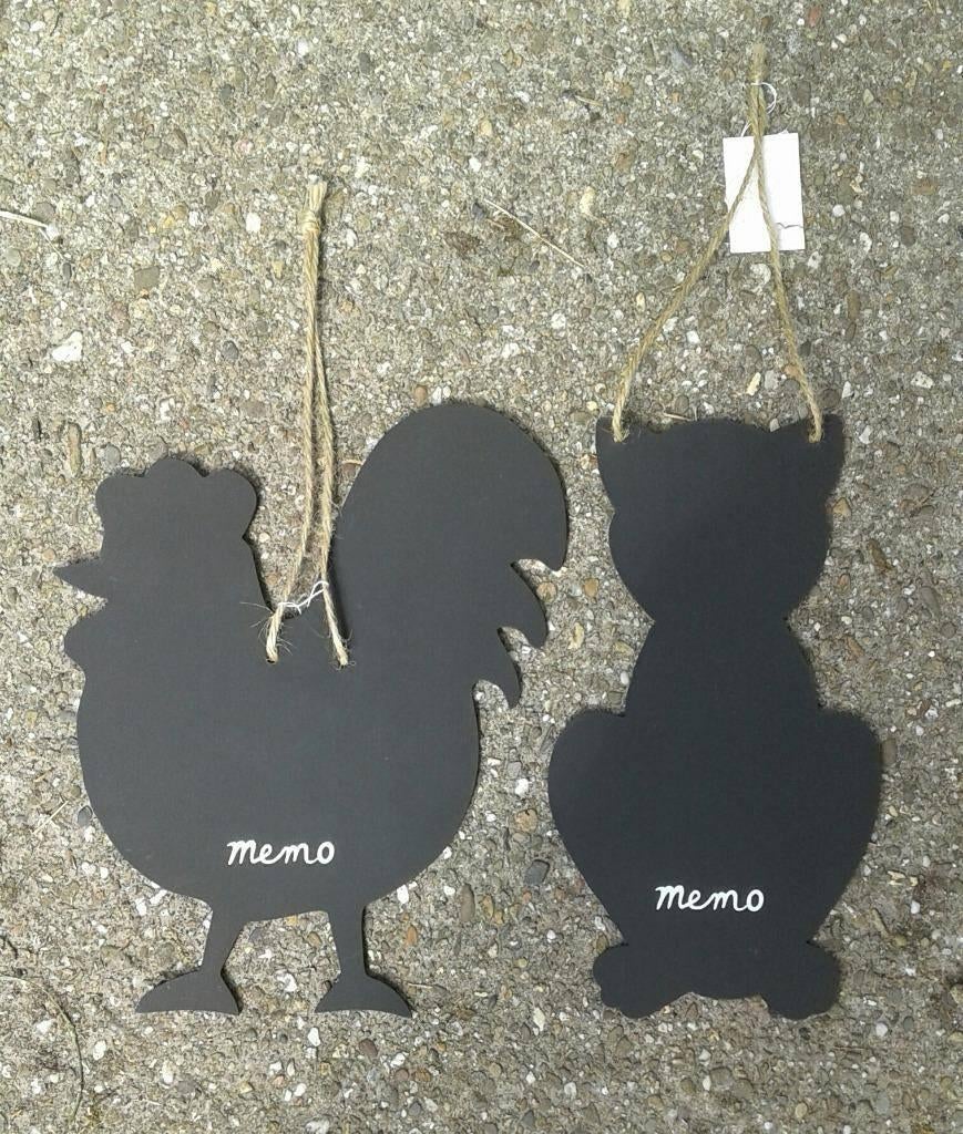 Leuk Memobord, Krijtbord, Hanger Haan, Kip, Kat, Poes, zwart, Ophalen of Verzenden, Nieuw, Krijtbord