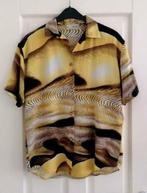 Le Caviar vintage 80's blouse geel & bruin zebraprint 34814, Maat 38/40 (M), Bruin, ., Ophalen of Verzenden