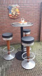 FIFTIES SIXTIES AMERIKAANSE CASINO BARKRUKKEN MET BARTAFEL, Huis en Inrichting, Barkrukken, Ophalen, 60 tot 90 cm, Met voetsteun