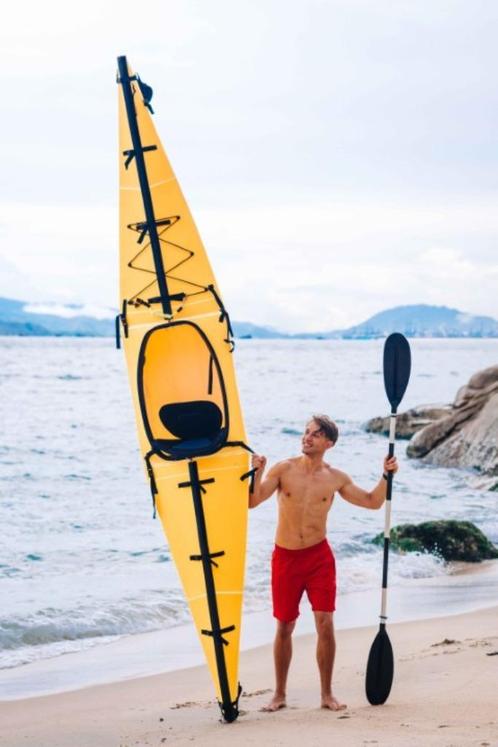 Zomeraanbieding Vouwkayak GEEL: bespaar €700 !!, Watersport en Boten, Kajaks, Nieuw, 1-persoons, Ophalen