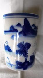 chinese penselenvaas,blauw-wit decor, schadevrij, 10x15 cm, Ophalen of Verzenden