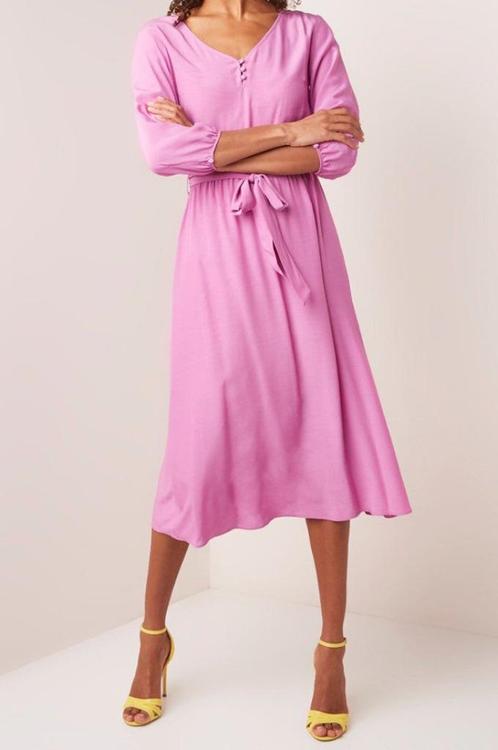 SET roze lange luchtige tuniekjurk jurk met strikceintuur 38, Kleding | Dames, Jurken, Nieuw, Maat 38/40 (M), Roze, Onder de knie