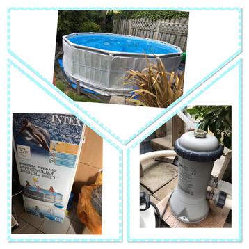 Intex 366*99 pomp trap tegels voetenbad schepnet beschikbaar voor biedingen