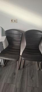 2 Donkergrijze Eettafelstoelen, Ophalen, Overige materialen, Gebruikt, Twee