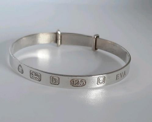 Zilveren design kinder armband met naam Eva gegraveerd, Sieraden, Tassen en Uiterlijk, Armbanden, Zilver, Ophalen of Verzenden