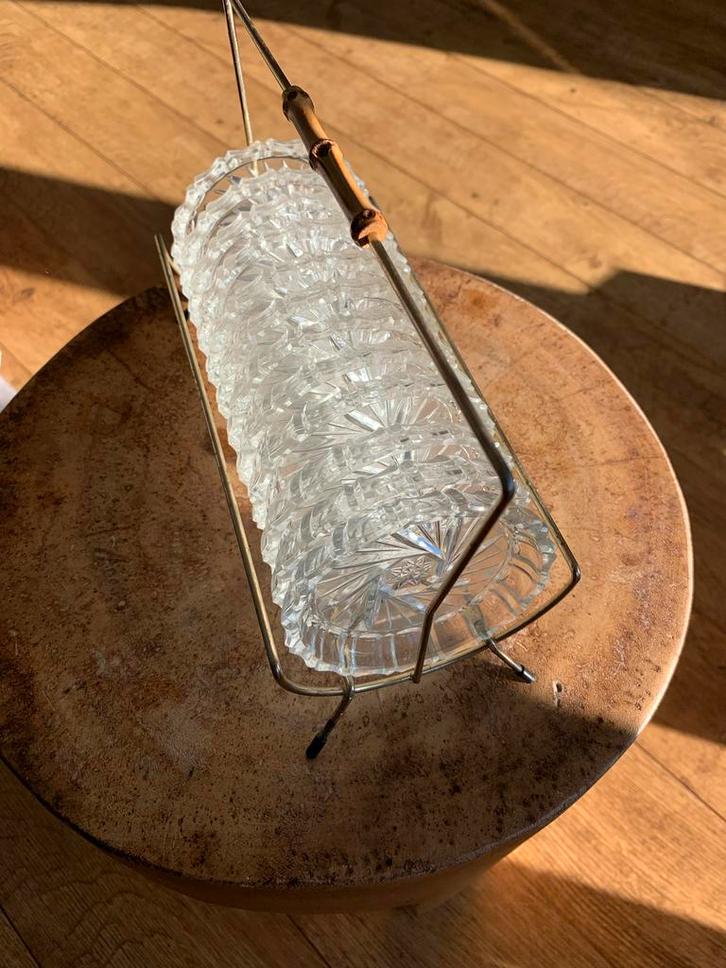 Vintage Glazen Onderzetters in Rekje, Huis en Inrichting, Woonaccessoires | Onderzetters, Gebruikt, Ophalen of Verzenden