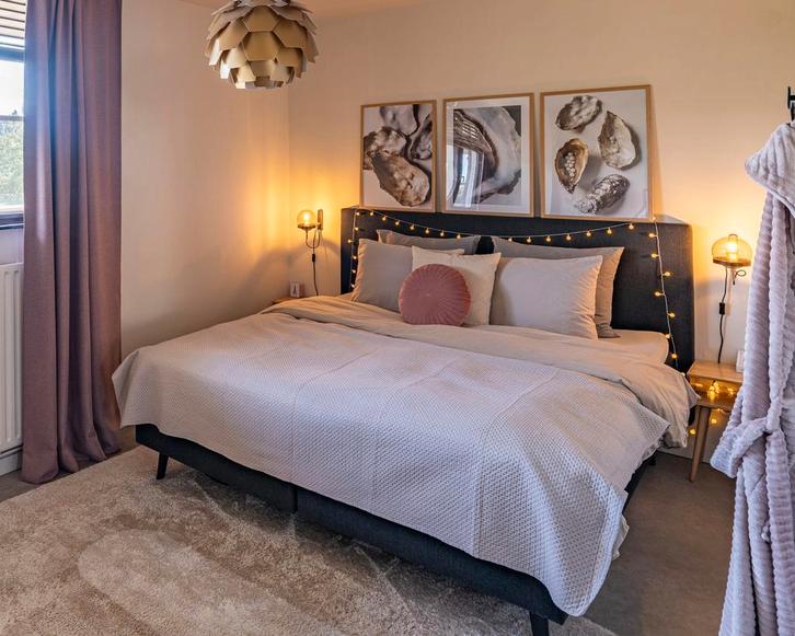 Swiss Sense boxspring stof antraciet 180x200 zonder topper, Huis en Inrichting, Slaapkamer | Bedden, Zo goed als nieuw, Tweepersoons