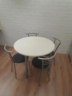 Eetkamerset: Ronde Tafel + 4 Stoelen - Prima Conditie!, Ophalen, Zo goed als nieuw, Modern, 4 tot 6 stoelen