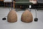 2 LEUKE HANGLAMPEN PAPIER MACHE BRUIN NATUREL, Huis en Inrichting, Ophalen of Verzenden, Zo goed als nieuw, Overige materialen
