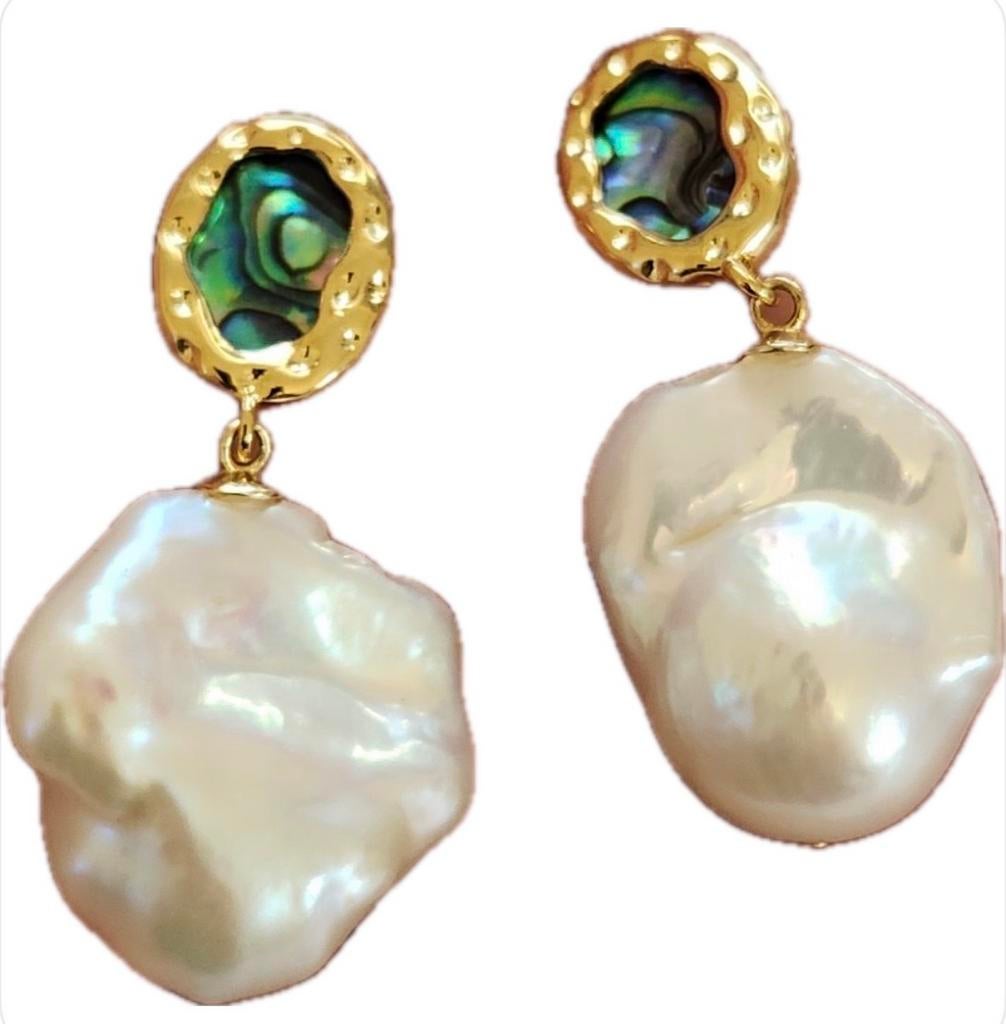 Barok Parel Oorbellen met Shell, Sieraden, Tassen en Uiterlijk, Oorbellen, Overige materialen, Hangers, Wit, Nieuw