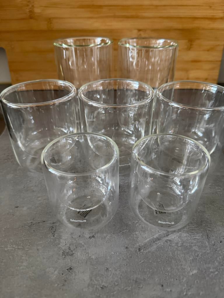 Blomus Nero Dubbelwandige Glazen - Set van 7, Ophalen, Zo goed als nieuw