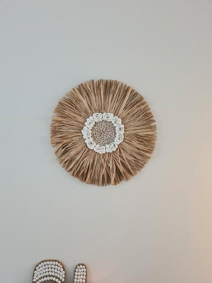 Raffia bunga schelp wanddecoratie uit Bali, Huis en Inrichting, Woonaccessoires | Wanddecoraties, Nieuw, Ophalen of Verzenden