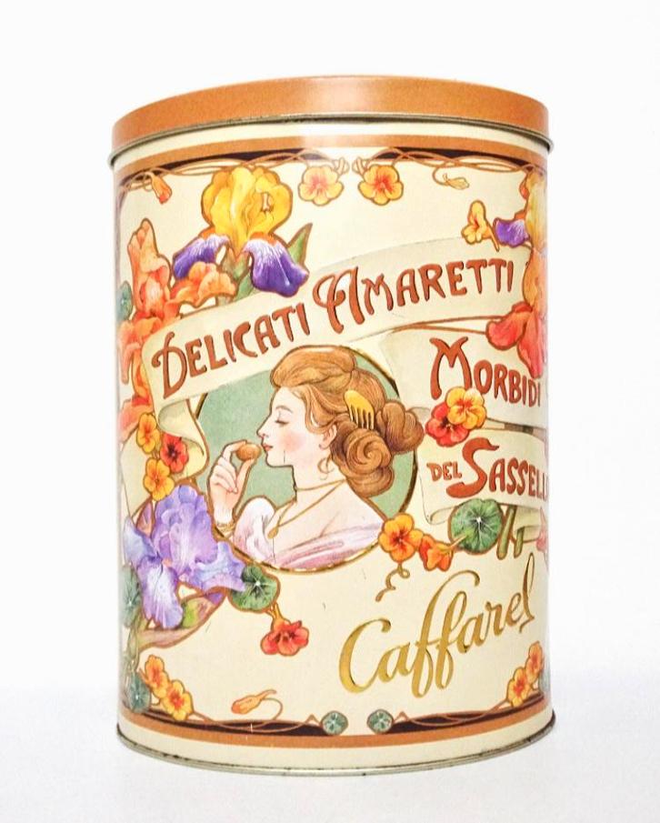 XL Groot vintage Art Nouveau gekleurd blik blikje Caffarel, Verzamelen, Blikken, Gebruikt, Overige merken, Ophalen