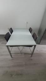 Eettafel met 4 stoelen, Ophalen, Gebruikt, 100 tot 150 cm, 50 tot 100 cm