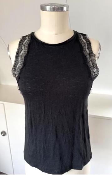 SANDRO beeldige zwarte top/BLOUSE met kant mt 34/36 CHCS beschikbaar voor biedingen