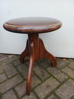 Houten pianokruk met lederen bekleding, Ophalen, Gebruikt, Vintage, In hoogte verstelbaar