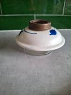 Vintage keramisch en glazen onderzijde van olielamp, Ophalen of Verzenden