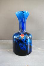 Vintage glazen vaas VB Opaline Florence blauw zwart, Antiek en Kunst, Antiek | Vazen, Verzenden