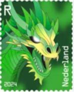 NFT crypto postzegel / stamp Draak (groen), Ophalen of Verzenden, Nederland