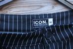 Broek zwart streep Icon Amsterdam mt 36  Vaste prijs, Maat 52/54 (L), Zwart, Icon Amsterdam, Ophalen of Verzenden