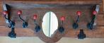 Vintage kapstok hout met spiegel en bovenop, Ophalen of Verzenden