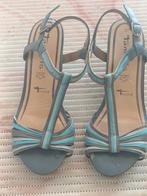 Tamaris leren Sandalen Sleehak Blauw Maat 37, Tamaris, Blauw, Zo goed als nieuw, Sandalen of Muiltjes