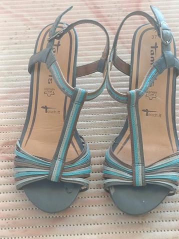 Tamaris leren Sandalen Sleehak Blauw Maat 37 beschikbaar voor biedingen