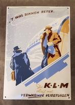 KLM verwarmde vliegtuigen emaillen reclame bord retro borden, Reclamebord, Gebruikt, Ophalen of Verzenden