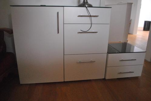 ladenkasten, strak ontwerp met dun glazen bovenblad, Huis en Inrichting, Kasten | Ladekasten, Gebruikt, Minder dan 100 cm, 50 tot 100 cm