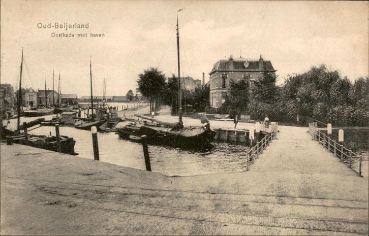 Oud Beijerland Oostkade met Haven st 1917 L.J. Hulshoff, Verzamelen, Ansichtkaarten | Nederland, Gelopen, Zuid-Holland, Voor 1920