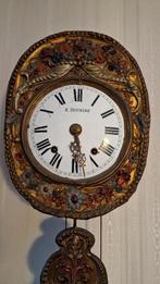 Prachtige comtoiseklok met bloemslinger, prachtstuk!, Ophalen, Gebruikt, Analoog, Wandklok