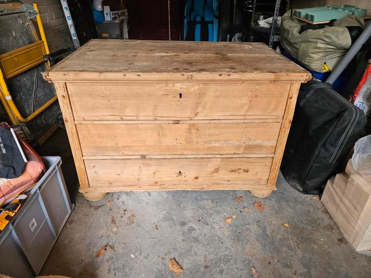 Oude Houten Dekenkist met Vak, Antiek en Kunst, Antiek | Meubels | Kasten, Ophalen