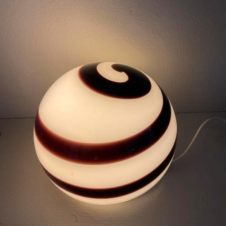 Vintage Italiaanse Tafellamp - Jaren '70 ilu, Huis en Inrichting, Lampen | Tafellampen, Gebruikt, Minder dan 50 cm, Glas, Ophalen